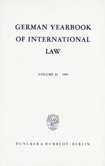 Cover: German Yearbook of International Law / Jahrbuch für Internationales Recht