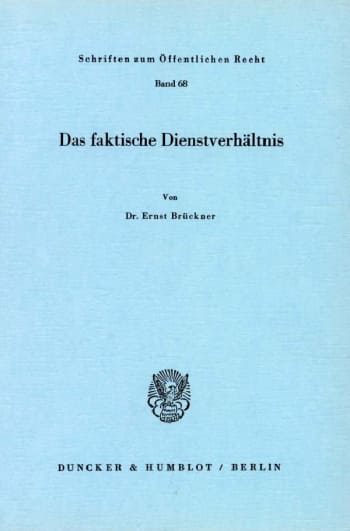 Cover: Das faktische Dienstverhältnis