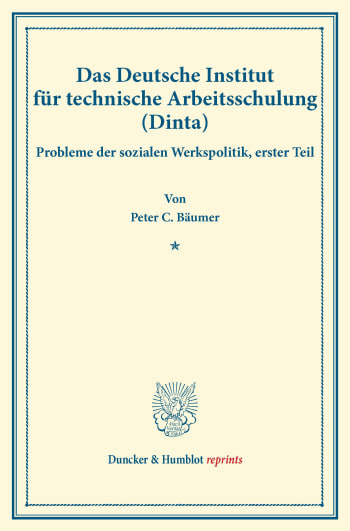 Cover: Das Deutsche Institut für technische Arbeitsschulung (Dinta)