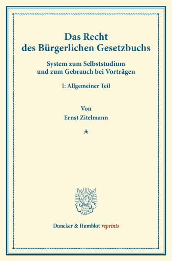 Cover: Das Recht des Bürgerlichen Gesetzbuchs