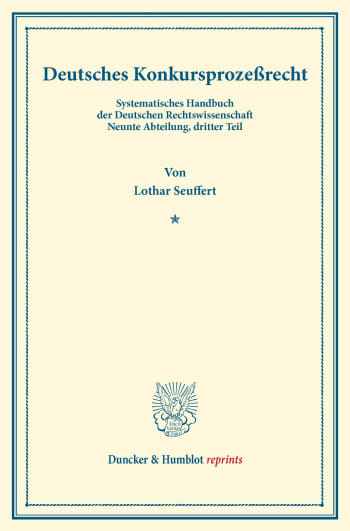 Cover: Deutsches Konkursprozeßrecht