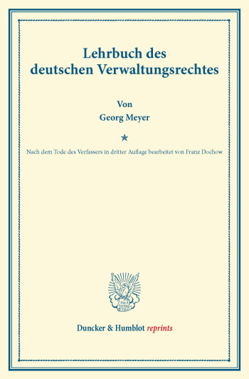 Cover: Lehrbuch des deutschen Verwaltungsrechtes