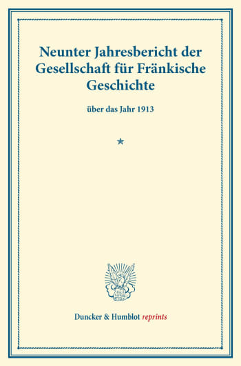 Cover: Neunter Jahresbericht der Gesellschaft für Fränkische Geschichte