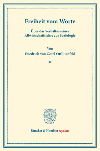 Cover: Freiheit vom Worte