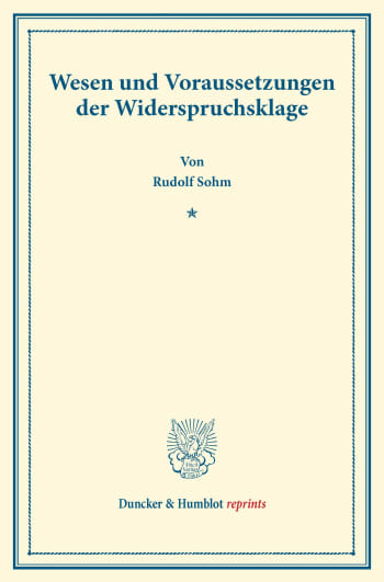 Cover: Wesen und Voraussetzungen der Widerspruchsklage