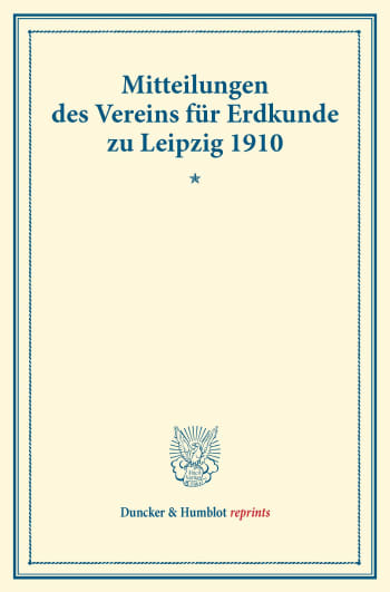 Cover: Mitteilungen des Vereins für Erdkunde zu Leipzig für das Jahr 1910