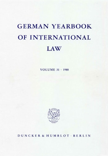 Cover: German Yearbook of International Law / Jahrbuch für Internationales Recht