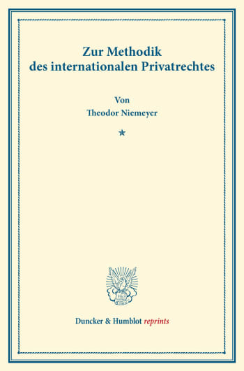 Cover: Zur Methodik des internationalen Privatrechtes