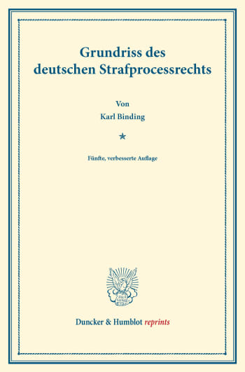 Cover: Grundriss des deutschen Strafprocessrechts