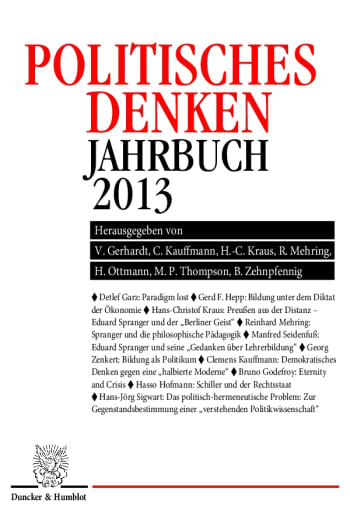 Cover: Politisches Denken. Jahrbuch 2013