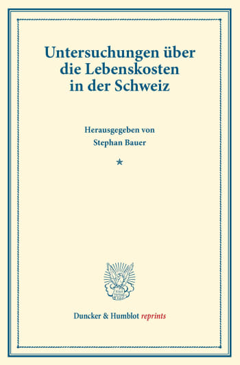 Cover: Untersuchungen über die Lebenskosten in der Schweiz