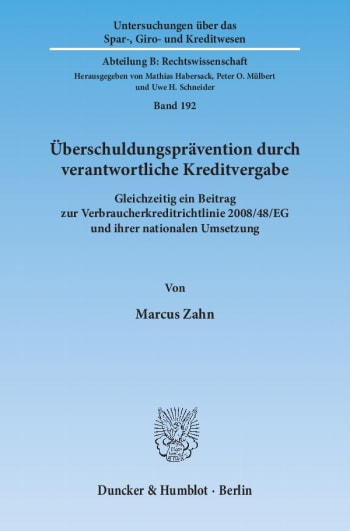 Cover: Überschuldungsprävention durch verantwortliche Kreditvergabe