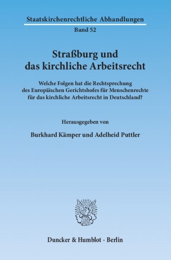 Cover: Straßburg und das kirchliche Arbeitsrecht