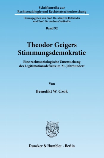 Cover: Theodor Geigers Stimmungsdemokratie