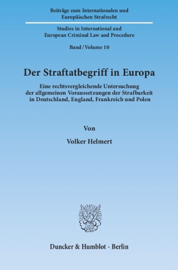 Cover: Der Straftatbegriff in Europa