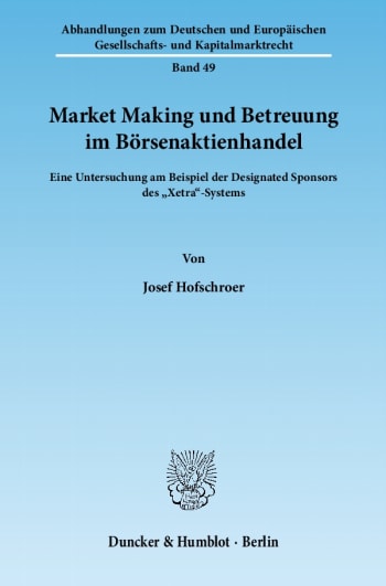 Cover: Market Making und Betreuung im Börsenaktienhandel