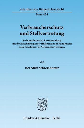 Cover: Verbraucherschutz und Stellvertretung