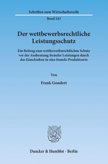 Cover: Der wettbewerbsrechtliche Leistungsschutz