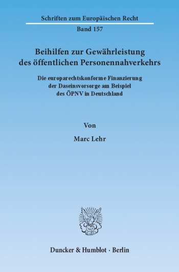 Cover: Beihilfen zur Gewährleistung des öffentlichen Personennahverkehrs