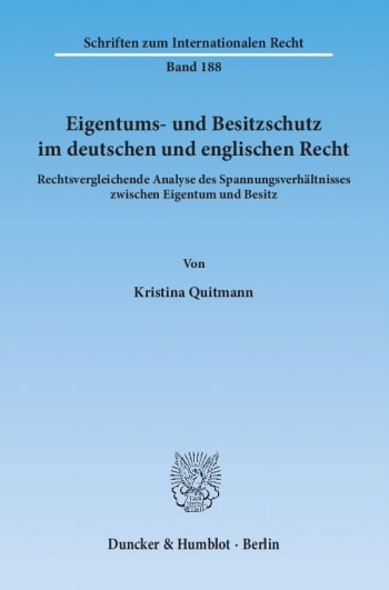 Cover: Eigentums- und Besitzschutz im deutschen und englischen Recht