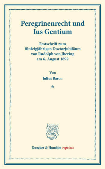 Cover: Peregrinenrecht und Ius Gentium