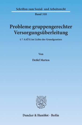 Cover: Probleme gruppengerechter Versorgungsüberleitung