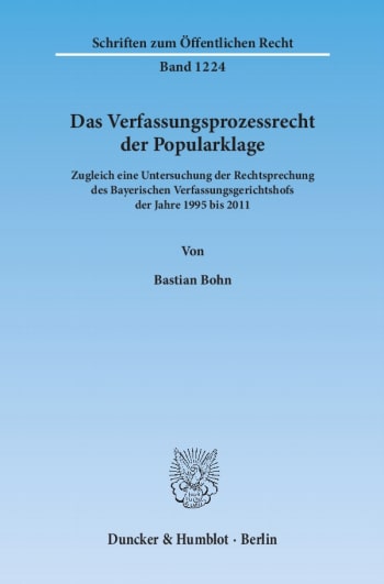 Cover: Das Verfassungsprozessrecht der Popularklage