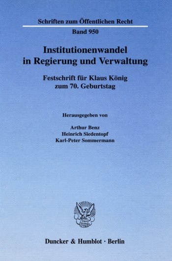 Cover: Institutionenwandel in Regierung und Verwaltung