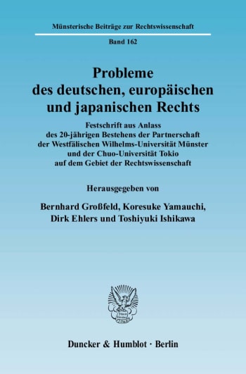 Cover: Probleme des deutschen, europäischen und japanischen Rechts