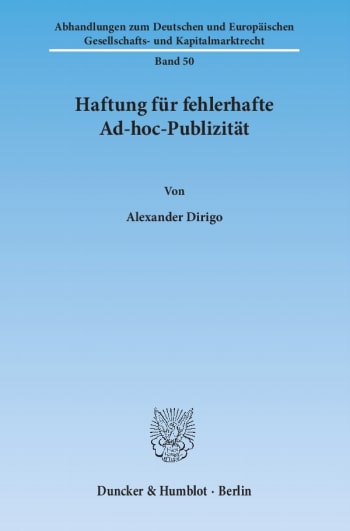 Cover: Haftung für fehlerhafte Ad-hoc-Publizität