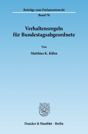 Cover: Verhaltensregeln für Bundestagsabgeordnete