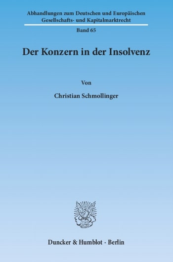 Cover: Der Konzern in der Insolvenz