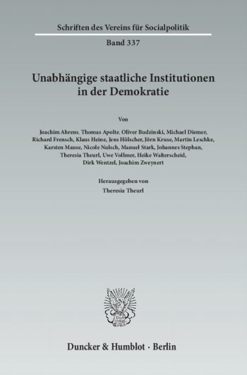 Cover: Unabhängige staatliche Institutionen in der Demokratie