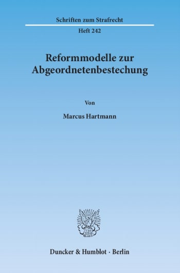 Cover: Reformmodelle zur Abgeordnetenbestechung