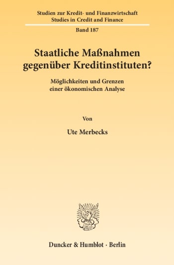 Cover: Staatliche Maßnahmen gegenüber Kreditinstituten?