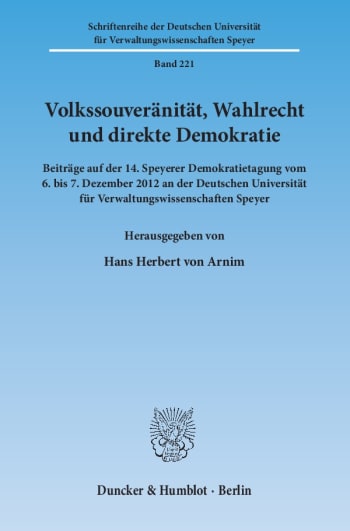 Cover: Volkssouveränität, Wahlrecht und direkte Demokratie