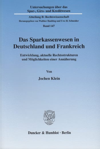 Cover: Das Sparkassenwesen in Deutschland und Frankreich