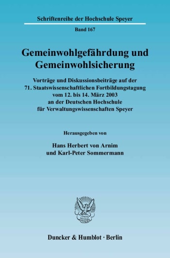 Cover: Gemeinwohlgefährdung und Gemeinwohlsicherung