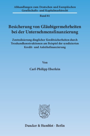 Cover: Besicherung von Gläubigermehrheiten bei der Unternehmensfinanzierung