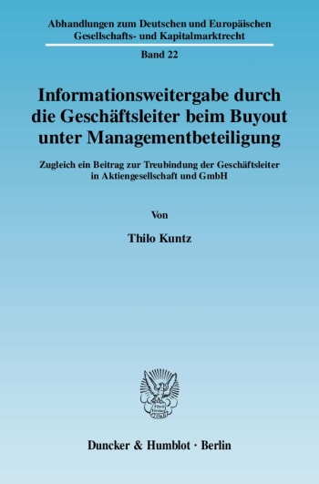 Cover: Informationsweitergabe durch die Geschäftsleiter beim Buyout unter Managementbeteiligung