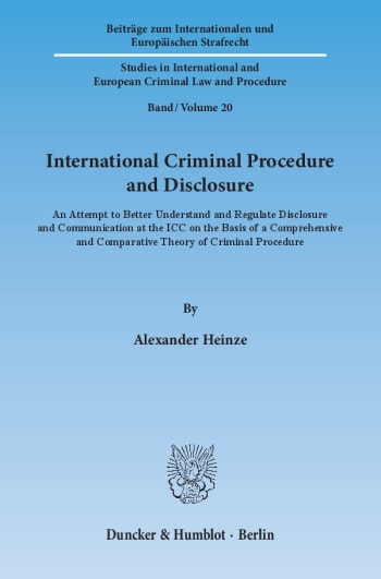 Cover: International Criminal Procedure and Disclosure