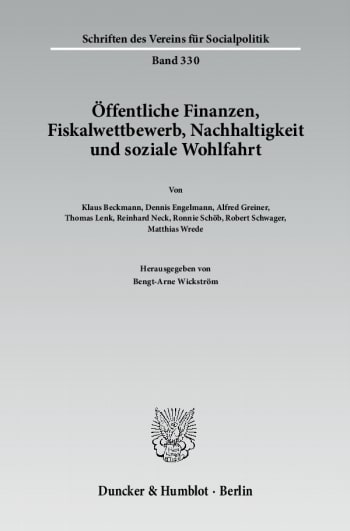 Cover: Öffentliche Finanzen, Fiskalwettbewerb, Nachhaltigkeit und soziale Wohlfahrt