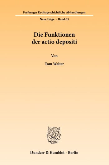 Cover: Die Funktionen der actio depositi