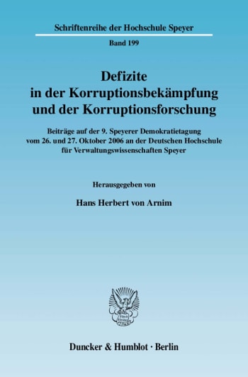 Cover: Defizite in der Korruptionsbekämpfung und der Korruptionsforschung