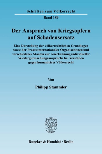 Cover: Der Anspruch von Kriegsopfern auf Schadensersatz