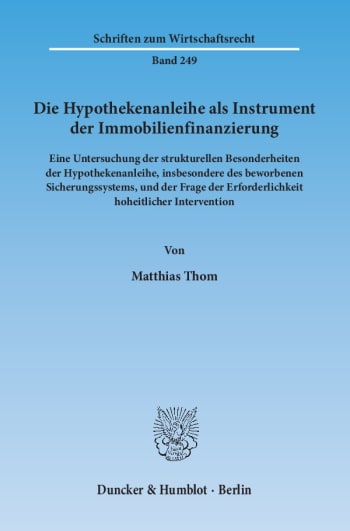 Cover: Die Hypothekenanleihe als Instrument der Immobilienfinanzierung