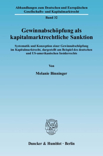 Cover: Gewinnabschöpfung als kapitalmarktrechtliche Sanktion