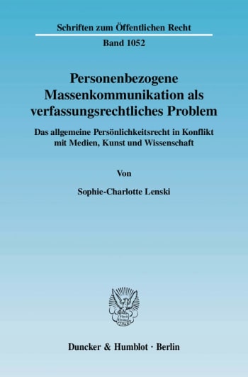 Cover: Personenbezogene Massenkommunikation als verfassungsrechtliches Problem