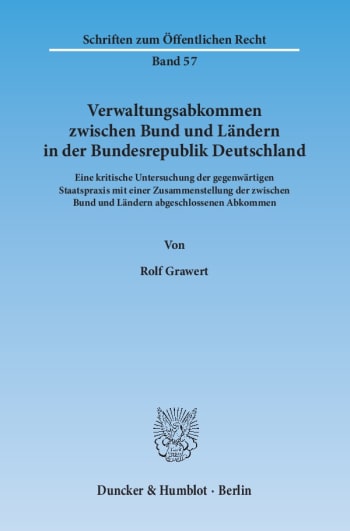 Cover: Verwaltungsabkommen zwischen Bund und Ländern in der Bundesrepublik Deutschland