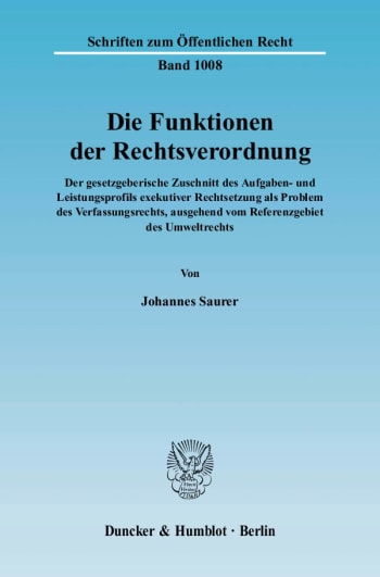 Cover: Die Funktionen der Rechtsverordnung